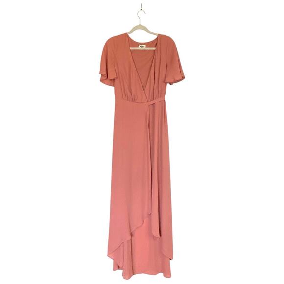 SHOW ME YOUR MUMU Sophia Wrap Dress Size Small Bridesmaid Maxi Rustic Mauve Pink - Picture 2 of 9